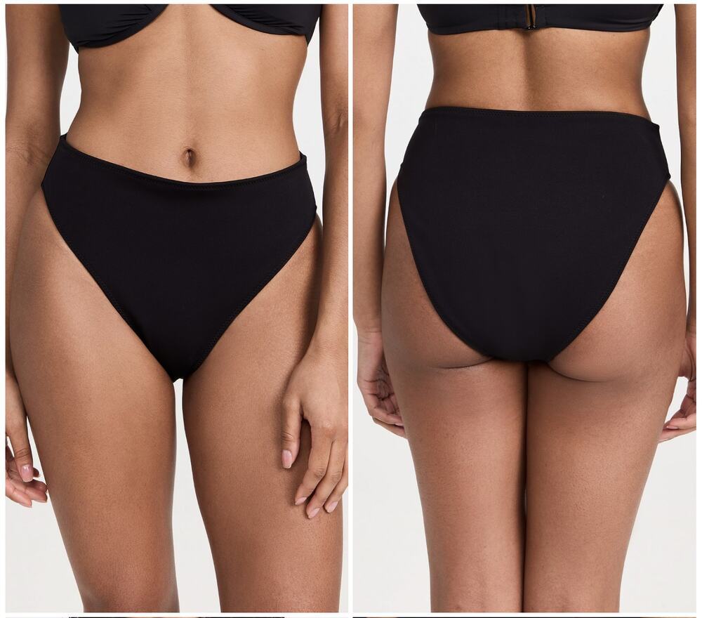 Good American Sculpt Good Waist Swim Bikini Bottom High Cheeky Black sz M / 2